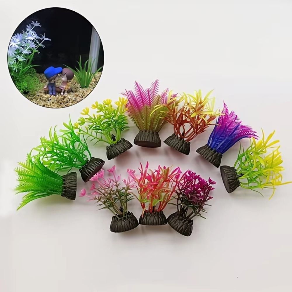 Aquarium Planted Background - 플라스틱 인조 수족관 식물, 높이 4~8cm,