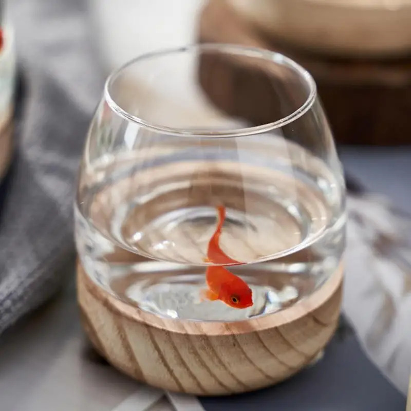 원형 유리 어항 (나무 받침대 포함) - 금붕어 및 수 - Planted Aquarium For Goldfish 리뷰 및 가격