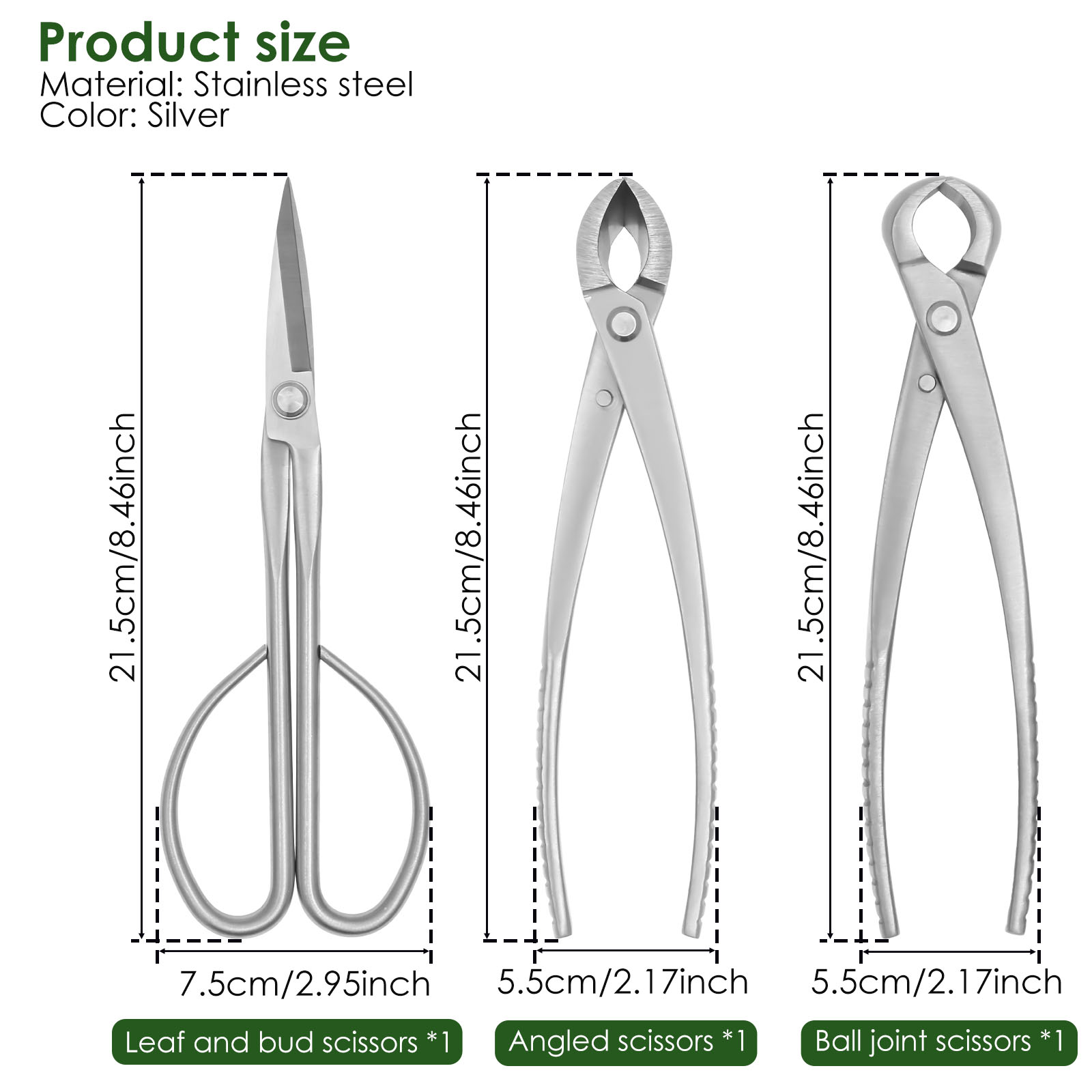 손잡이가 있는 3종 분재 도구 세트, 오목형 커터, 잎 - Trimming Scissor Set 리뷰 및 가격